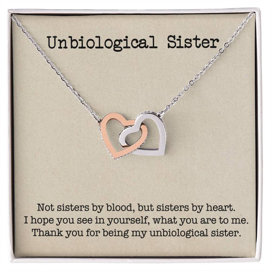 Unbiological Sister Interlocking Hearts Necklace