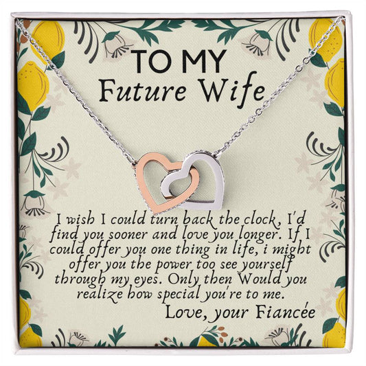 Future Wife Heart Necklace For Fiancé On Engagement Fiancée Birthday Gift Fiancée Gift For Her Engagement Gift To My Future Wife Gift Interlocking Hearts Necklace