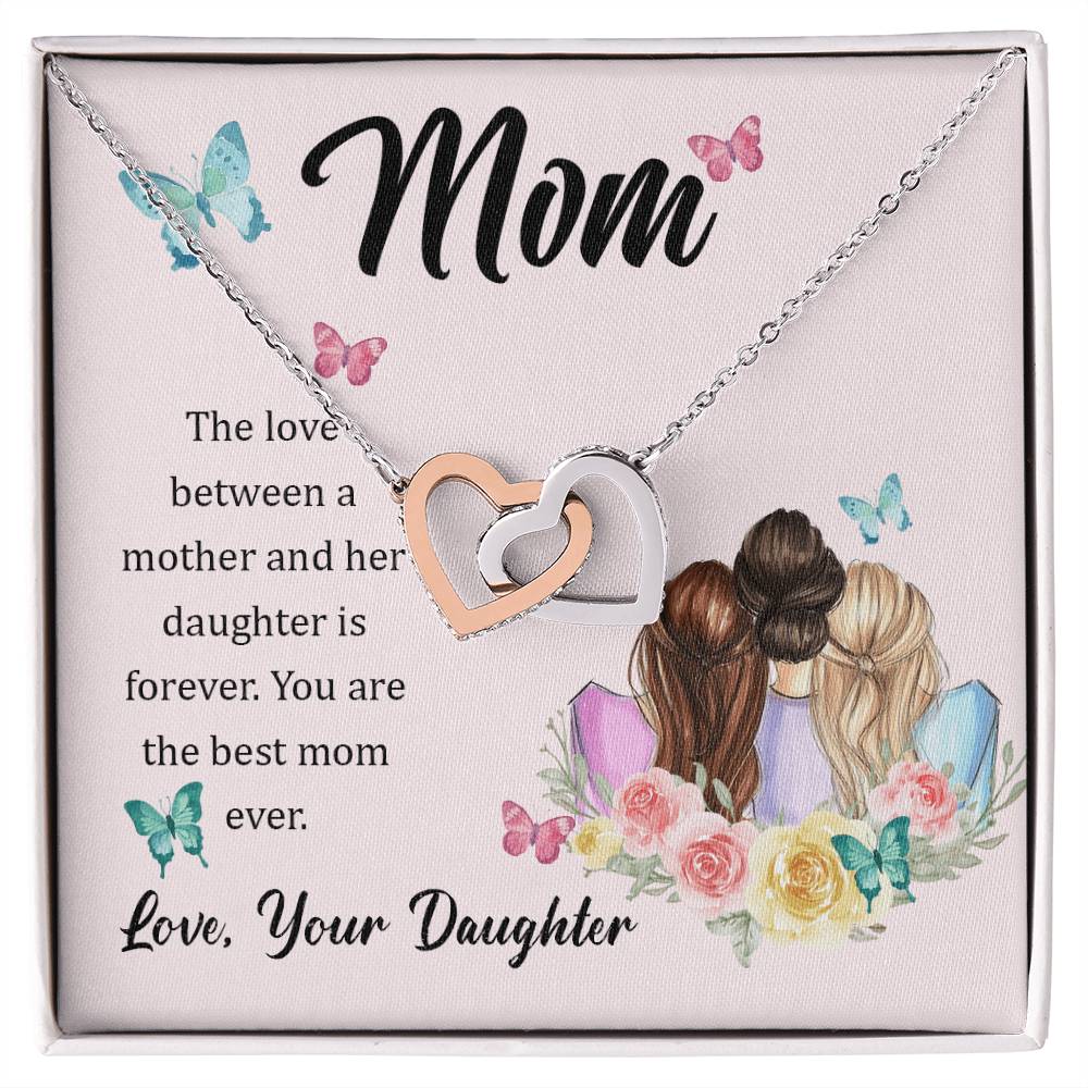 Dear Mom Interlocking Hearts Necklace