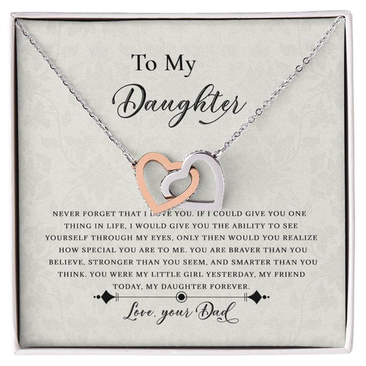 Dad To Daughter Never-Ending Interlocking Love Hearts Necklace - Birthday Gift - Just Because Interlocking Hearts Necklace