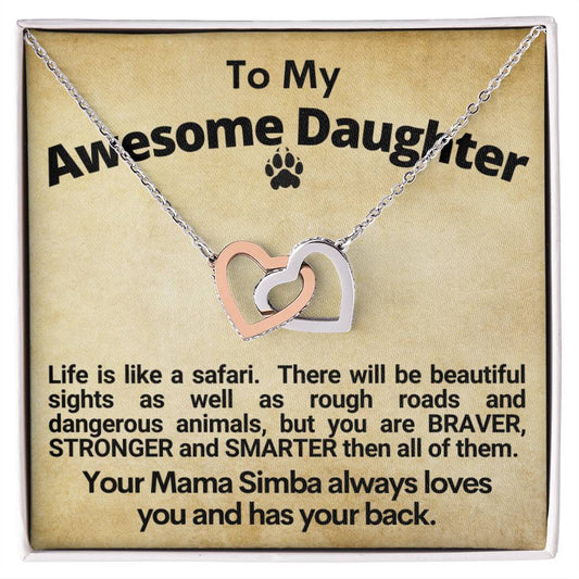 Awesome Daughter Linked Hearts Necklace Gift From Mom Interlocking Hearts Necklace