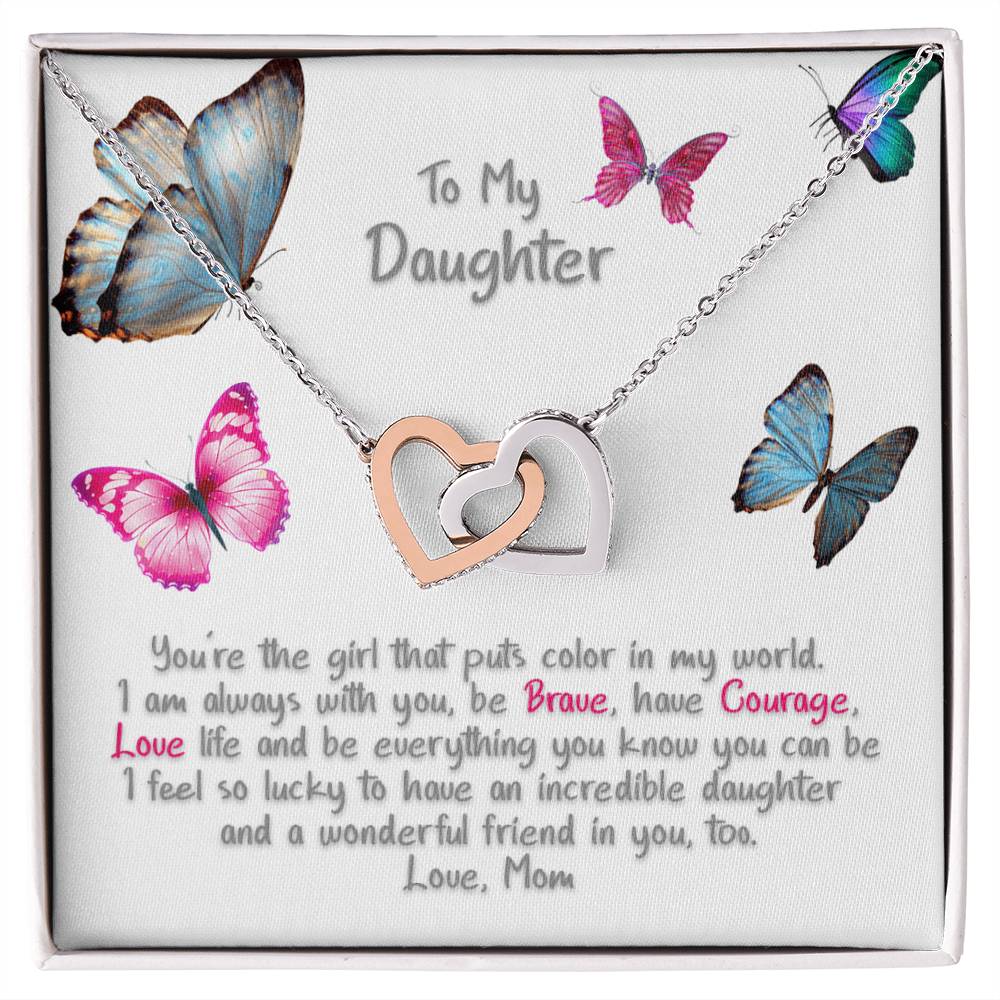 Daughter Butterfly - Hearts Necklace Interlocking Hearts Necklace