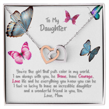 Daughter Butterfly - Hearts Necklace Interlocking Hearts Necklace