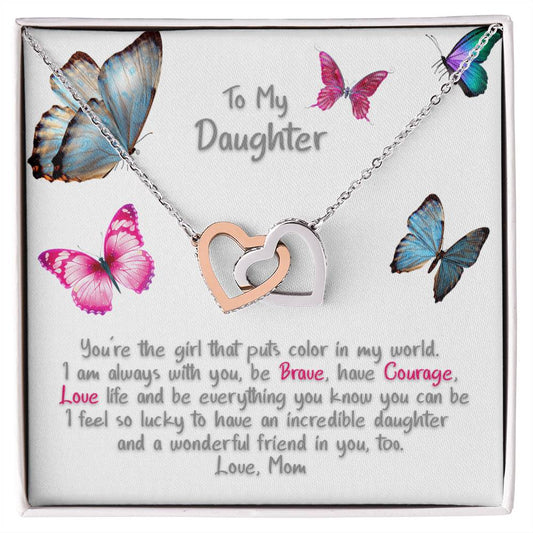 Daughter Butterfly - Hearts Necklace Interlocking Hearts Necklace