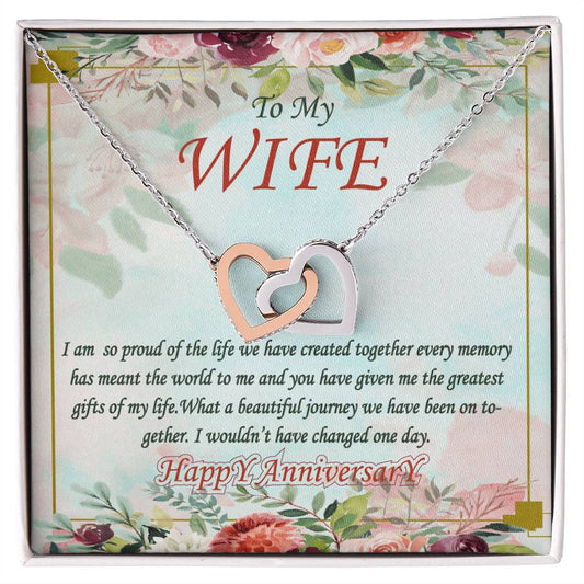 To My Wife Interlocking Hearts Necklace