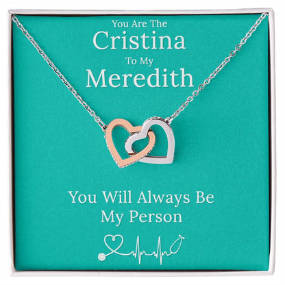 You Are The Cristina To My Meredith Necklace Interlocking Hearts Necklace