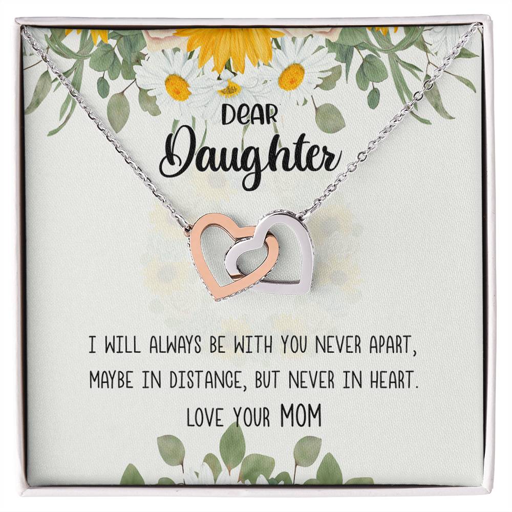 Dear Daughter - Gift From Mom Birthday Wish For Daughter Interlocking Hearts Necklace