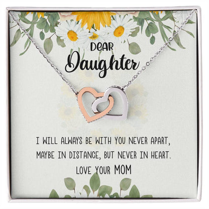 Dear Daughter - Gift From Mom Birthday Wish For Daughter Interlocking Hearts Necklace