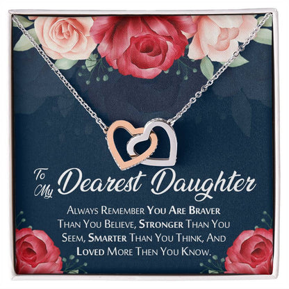 Best Gift For Daughter Always Remember You Are Breaver Interlocking Hearts Necklace