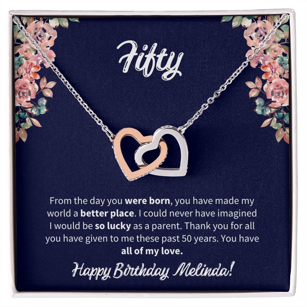 Fifty Birthday All Of My Love Interlocked Hearts Necklace Interlocking Hearts Necklace