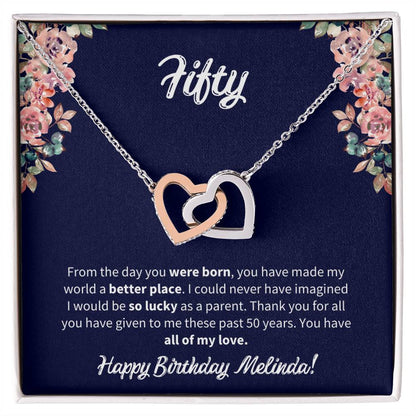 Fifty Birthday All Of My Love Interlocked Hearts Necklace Interlocking Hearts Necklace