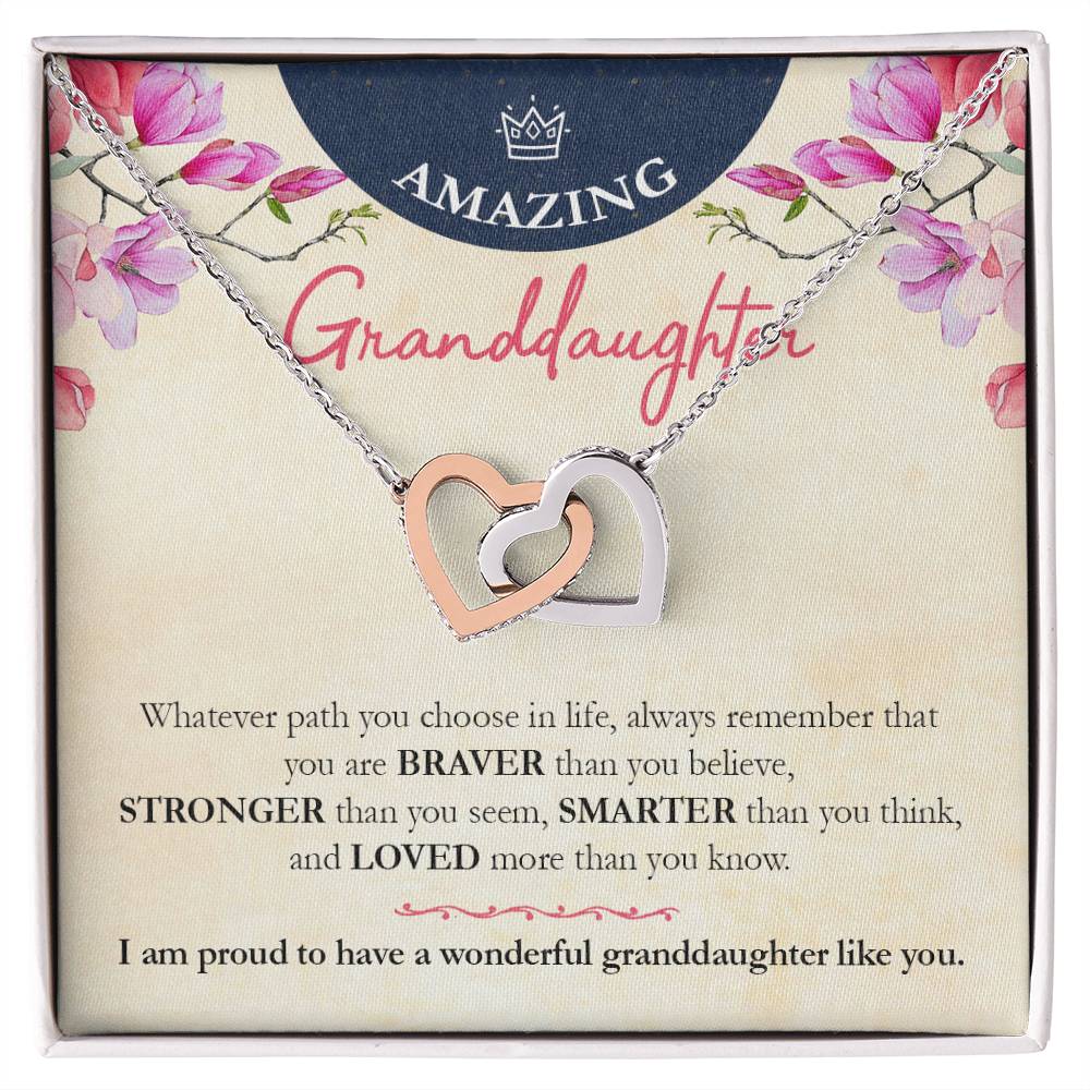 Beautiful Necklace Gift For Amazing Granddaughter Interlocking Hearts Necklace