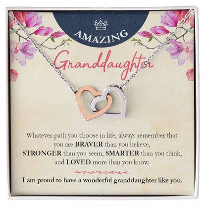 Beautiful Necklace Gift For Amazing Granddaughter Interlocking Hearts Necklace