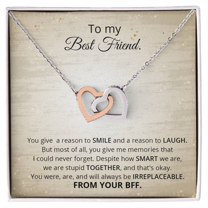 Best Friend - Reason To Smile Necklace Interlocking Hearts Necklace