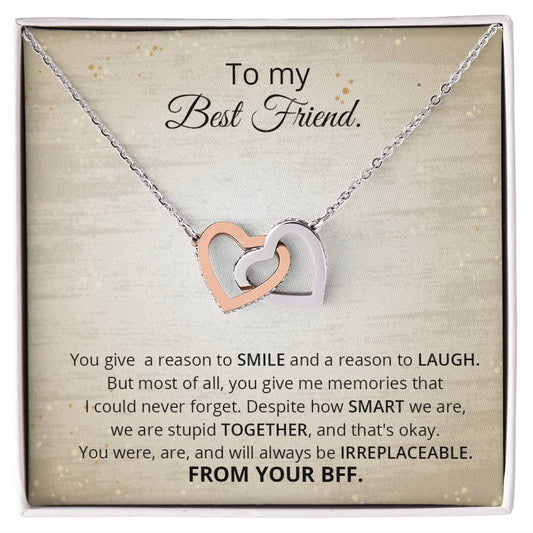 Best Friend - Reason To Smile Necklace Interlocking Hearts Necklace