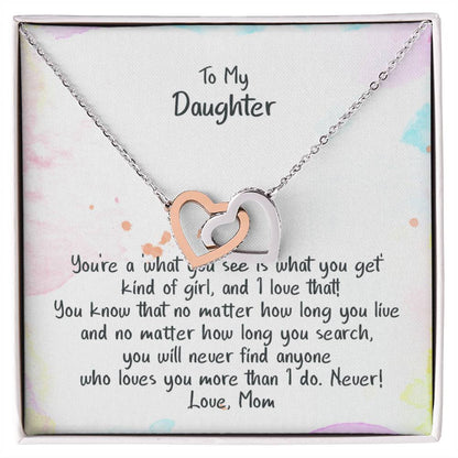 Daughter No One Loves You More - Hearts Necklace Interlocking Hearts Necklace