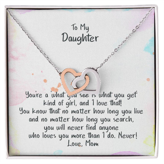 Daughter No One Loves You More - Hearts Necklace Interlocking Hearts Necklace