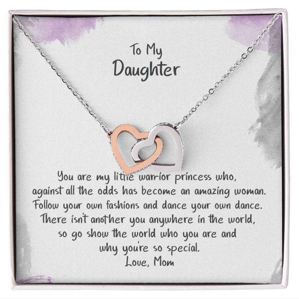 Daughter My Warrior Princess - Hearts Necklace Interlocking Hearts Necklace