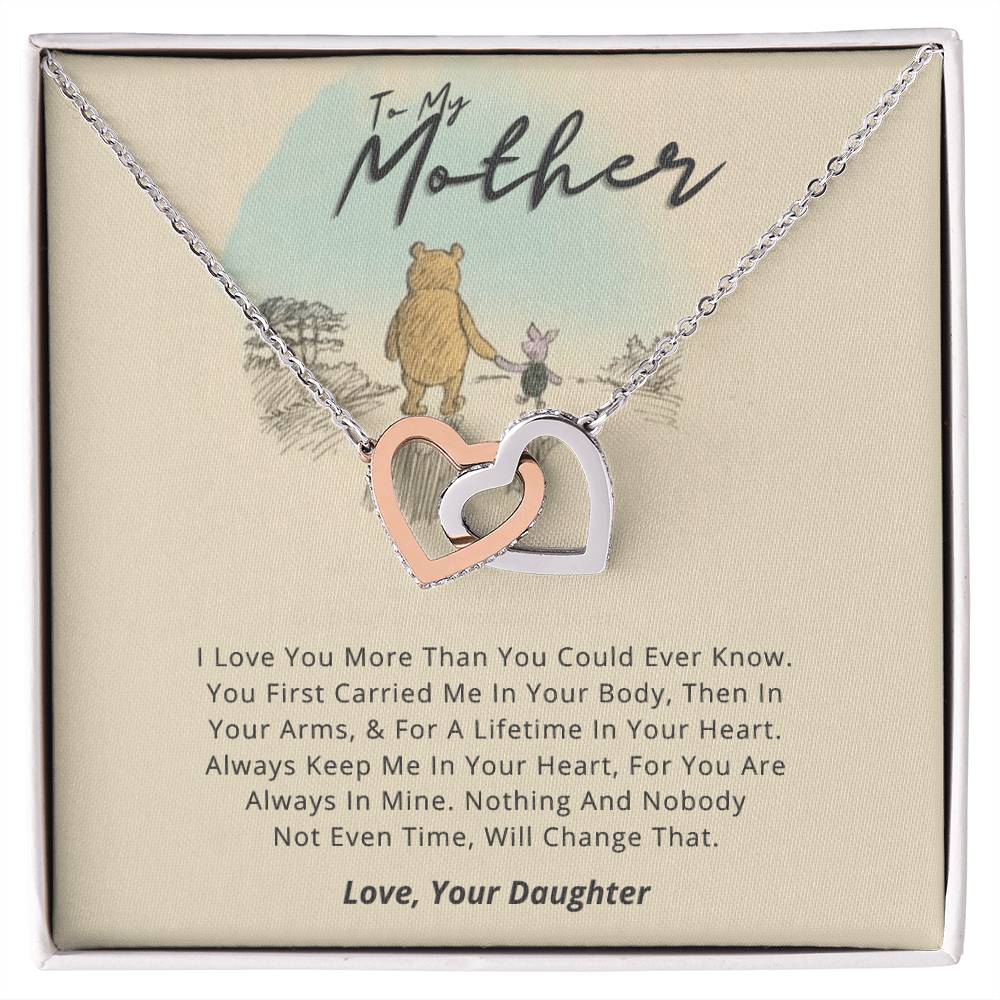 Gift For Mom From Daughter - Loved More Than You Know Necklace Gift Set Interlocking Hearts Necklace