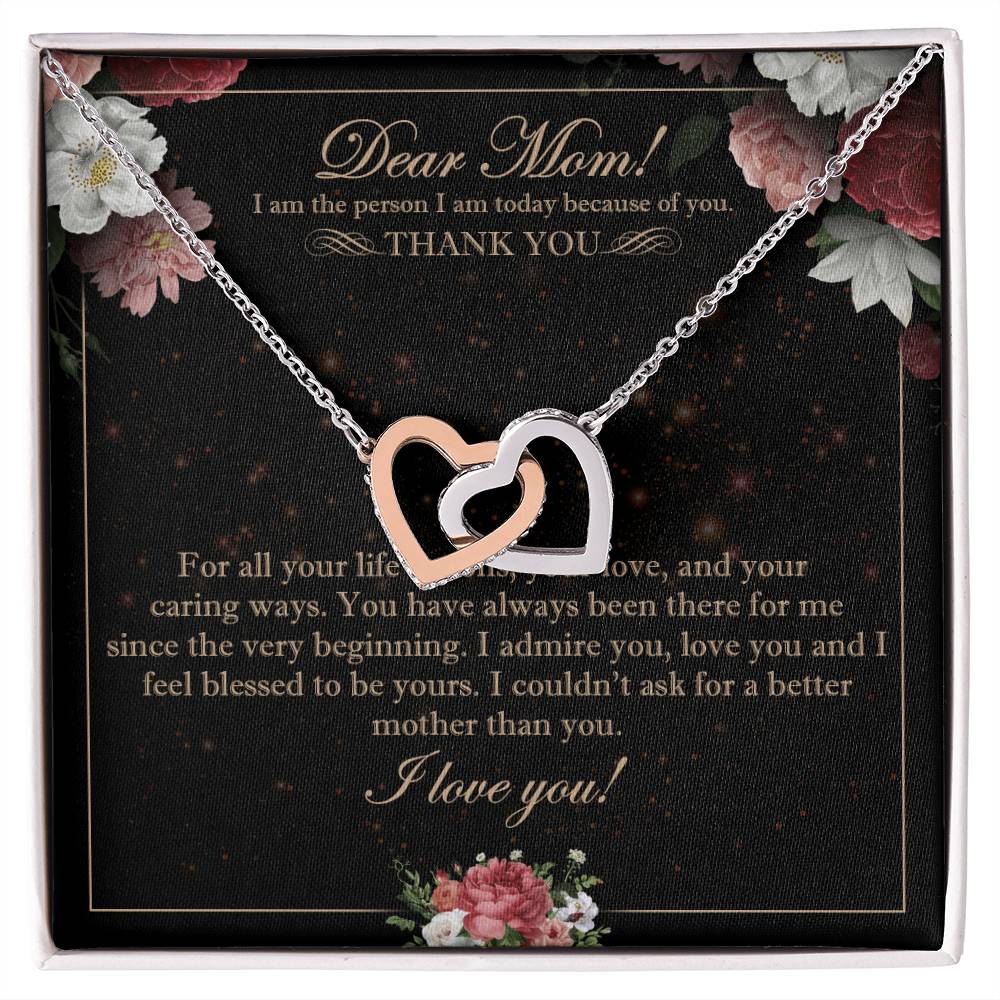 Dear Mom Interlocking Hearts Necklace Message Card