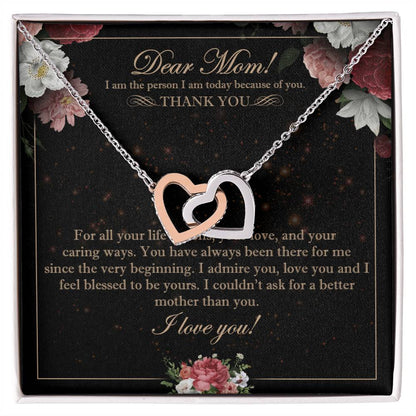 Dear Mom Interlocking Hearts Necklace Message Card