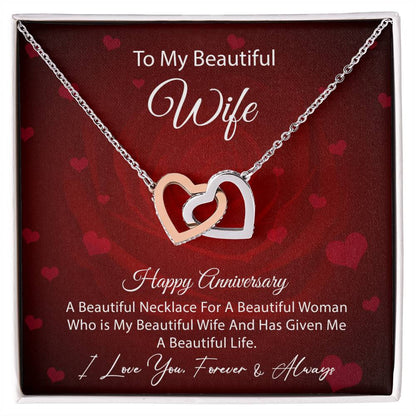 Anniversary Gift For Wife Interlocking Hearts Necklace