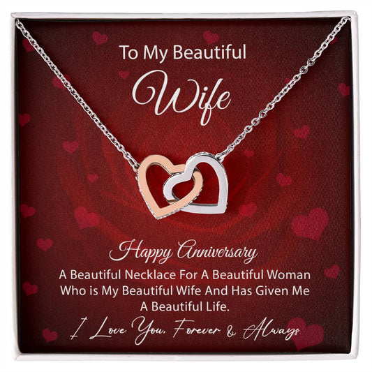 Anniversary Gift For Wife Interlocking Hearts Necklace