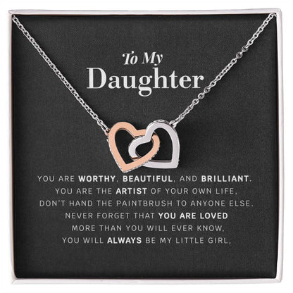 Daughter Necklace Gift From Mom Dad To Our Dear Daughter Present For Christmas Birthday Jewelry For Daughter From Parents Interlocking Hearts Necklace