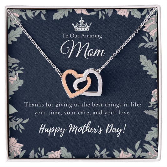To Our Amazing Mom Necklace Happy Mother’S Day Gift Personalized Mom Gift Mothers Necklace Gift For Mom Best Mom Gift Interlocking Hearts Necklace