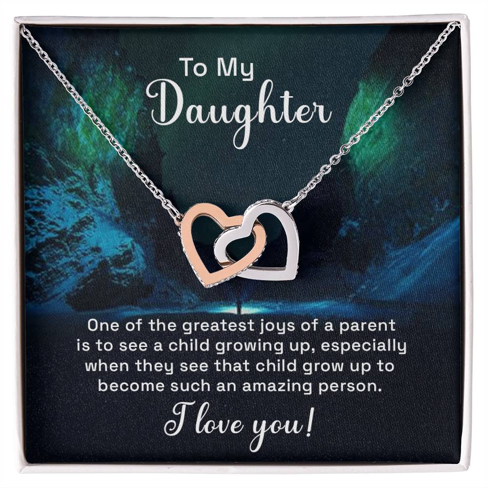 Gift For Bonus Daughter Personalized Gift Necklace For Bonus Daughter Heart Necklace For Stepdaughter Adopted Daughter Foster Daughter Interlocking Hearts Necklace