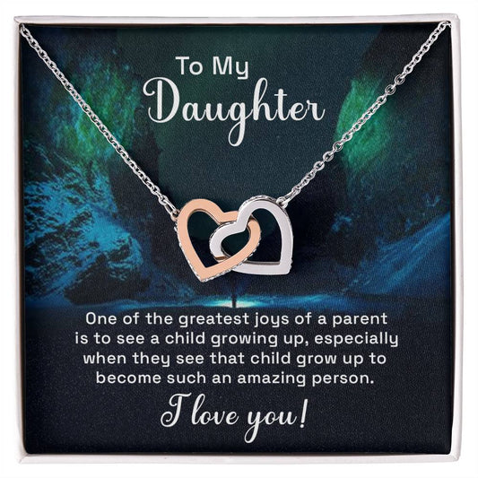 Gift For Bonus Daughter Personalized Gift Necklace For Bonus Daughter Heart Necklace For Stepdaughter Adopted Daughter Foster Daughter Interlocking Hearts Necklace