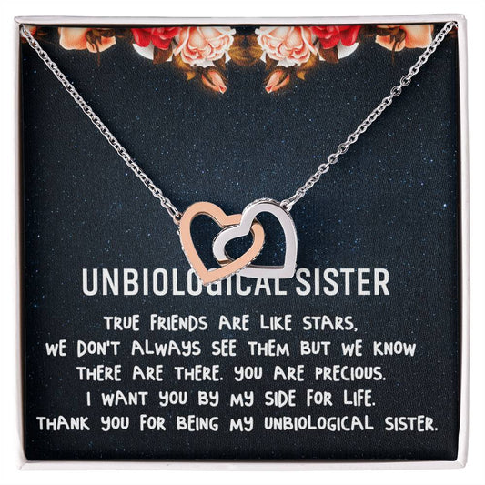 Unbiological Sister Necklace Soul Sister Best Friend Gift Step Sister Gift Interlocking Hearts Necklace