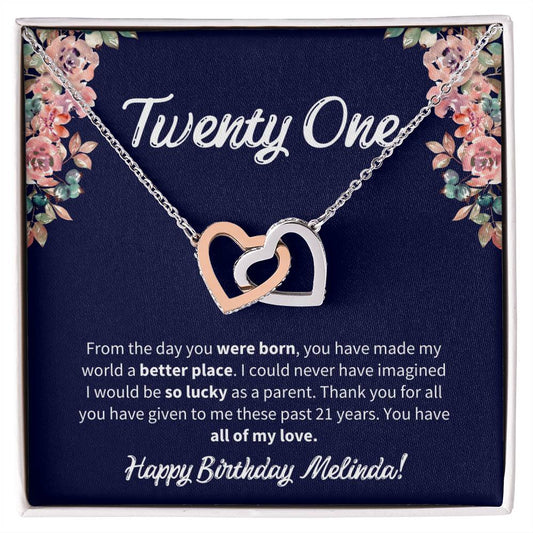 Twenty One Birthday All Of My Love Interlocked Hearts Necklace Interlocking Hearts Necklace