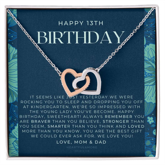 Gift For 13 Year Old Girl Gifts 13Th Birthday Girl 13Th Birthday Gift Thirteenth Birthday Necklace Teen Birthday Gift Official Teenager Interlocking Hearts Necklace