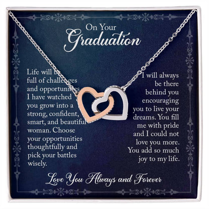 Daughter On Your Graduation - Linked Hearts Necklace Interlocking Hearts Necklace