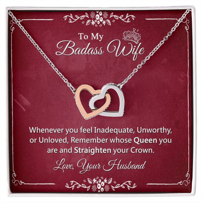 Awesome Gift For Badass Wife - Interlock Heart Necklace Interlocking Hearts Necklace