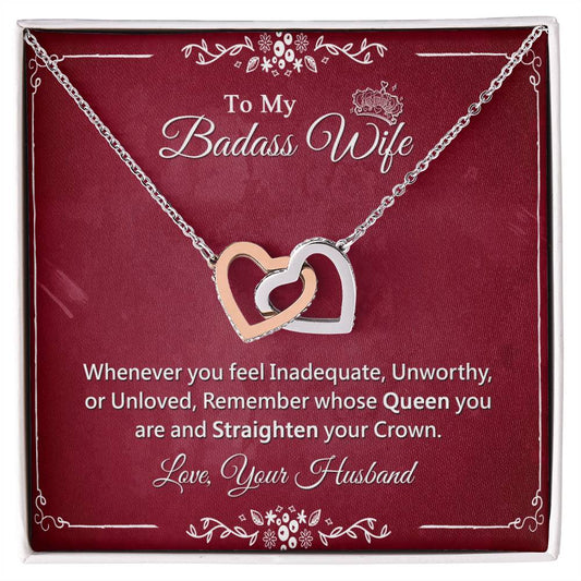 Awesome Gift For Badass Wife - Interlock Heart Necklace Interlocking Hearts Necklace