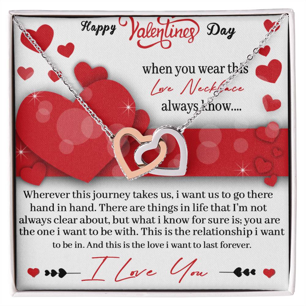 Valentines Day Love Necklace - Gift Interlocking Hearts Necklace