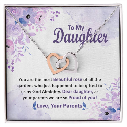 Gift For Daughter From Parents Message Card Necklace Interlocking Hearts Necklace