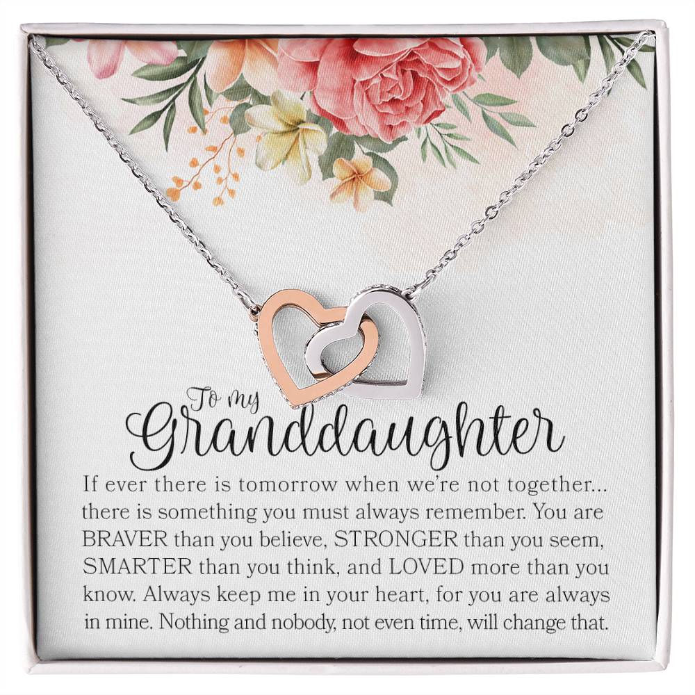 Gift For Granddaughter - To My Beautiful Granddaughter - Double Hearts Necklace - I Love You Interlocking Hearts Necklace