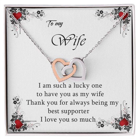 To My Wife Love You So Much Interlocking Hearts Necklace