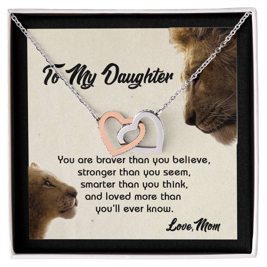 Gift For Daughter - You Are Braver - The Interlocking Heart Necklace Interlocking Hearts Necklace