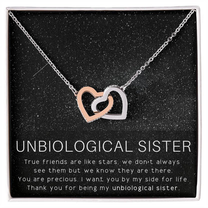 Unbiological Sister Necklace Soul Sister Sorority Sister Sister In Law Necklace Interlocking Hearts Necklace