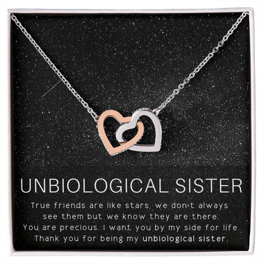 Unbiological Sister Necklace Soul Sister Sorority Sister Sister In Law Necklace Interlocking Hearts Necklace
