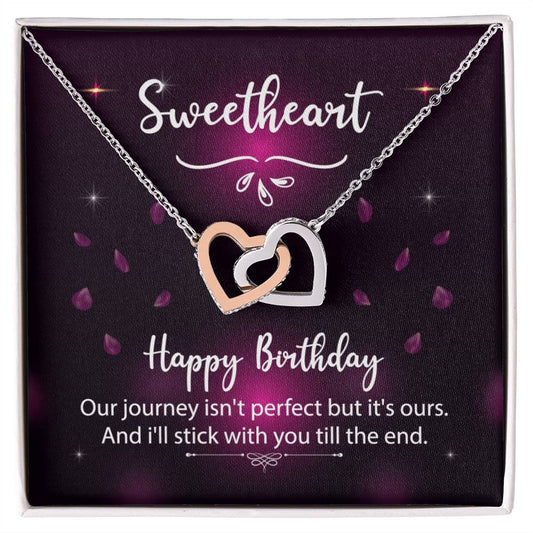 To Significant Other ? Sweetheart Happy Birthday ? Interlocking Hearts Necklace