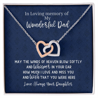 Dad Remembrance - 2 Hearts Necklace - Love Daughter Interlocking Hearts Necklace