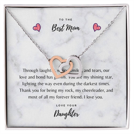 To The Best Mom Love Daughter Hearts Necklace Mother’S Day Birthday Gift Interlocking Hearts Necklace