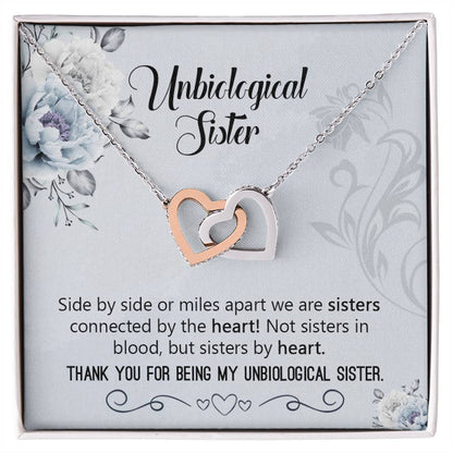 Unbiological Sister Necklace Gift Interlocking Hearts Necklace