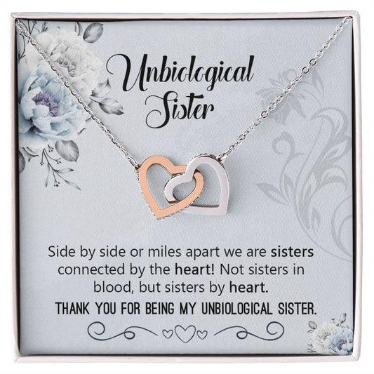 Unbiological Sister Necklace Gift Interlocking Hearts Necklace