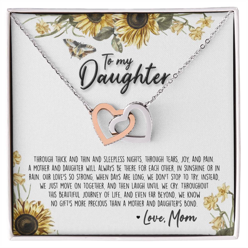A Mother & Daughter'S Bond - Necklace With Message Card Interlocking Hearts Necklace